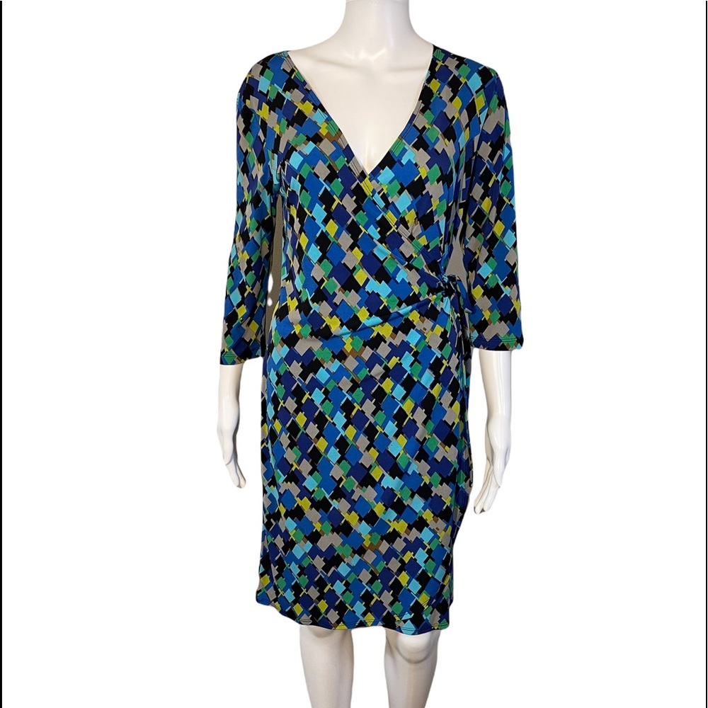 Abstract Wrap Dress